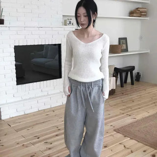 Loose Fit String Wide Cozy Long Pants