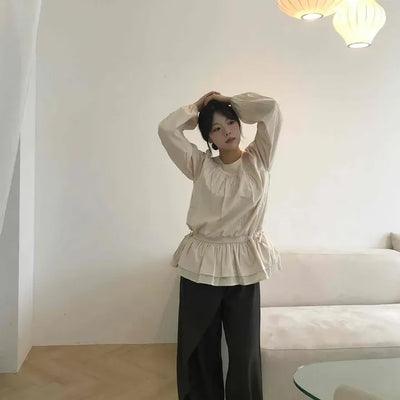 Loose-fit Wrap Button Wide Daily Slacks