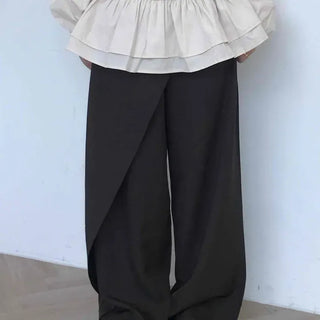 Loose-fit Wrap Button Wide Daily Slacks
