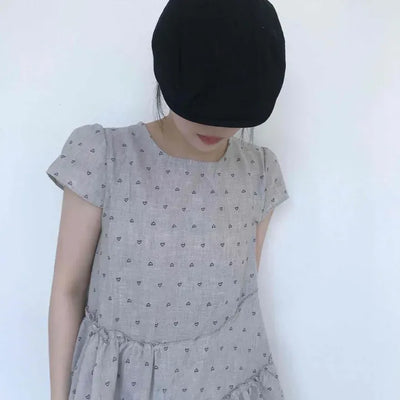 Regular Fit Heart Frill Shirred Backless Short Sleeve Blouse