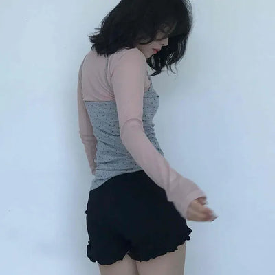 Regular Fit Frill Casual Daily Shorts