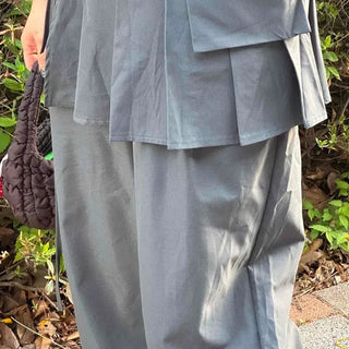 Loose Fit Frill String Wide Daily Long Pants