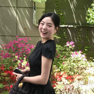Fitted Plain Shirred Ribbon Short Sleeve A-Line Mini Dress