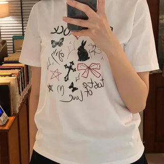 Lumi Regular Fit Graphic Lettering Print Daily Short Sleeve T-shirt