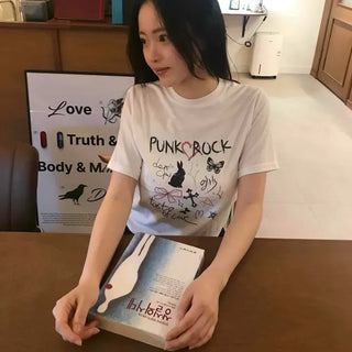 Lumi Regular Fit Graphic Lettering Print Daily Short Sleeve T-shirt