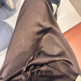 String Wrap Straight H-Line Daily Long Skirt