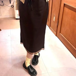 String Wrap Straight H-Line Daily Long Skirt