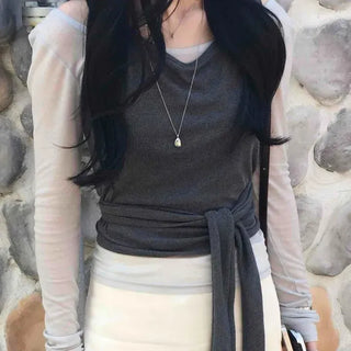 Slim Fit Plain String Wrap Daily Sleeveless