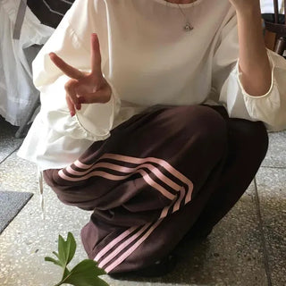 Plain round-neck loose-fit blouse