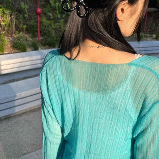 Slim Fit Plain Button See-through Long Sleeve Cardigan