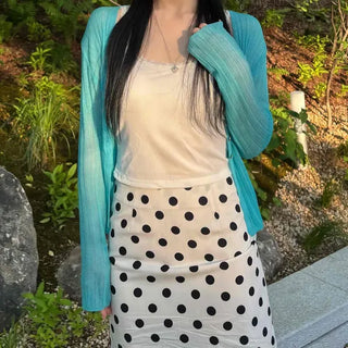 Slim Fit Plain Button See-through Long Sleeve Cardigan