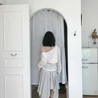 Frill Stripe Flare A-Line Midi Skirt