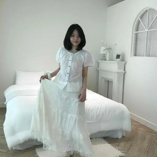 Frill Tiered A-Line Long Skirt