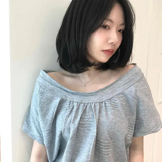Loose Fit Plain Shirred String Off-Shoulder Short Sleeve T-Shirt