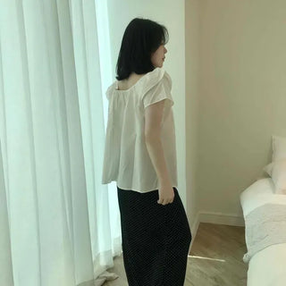 Loose Fit Dot H-Line Straight Daily Long Skirt