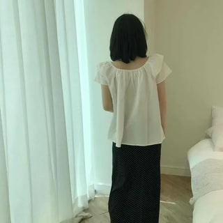 Loose Fit Dot H-Line Straight Daily Long Skirt