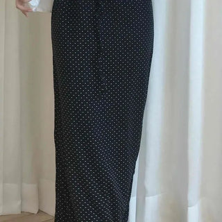 Loose Fit Dot H-Line Straight Daily Long Skirt