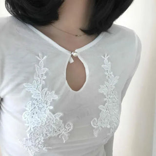 Slim Fit Daily Romantic Long Sleeve T-shirt