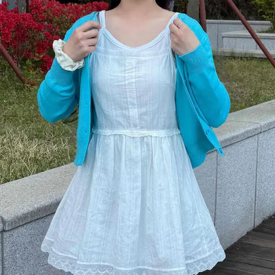 Strap Button A-Line Sleeveless Daily Mini Dress