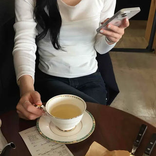 Slim Fit Plain Shirred Drape Long Sleeve T-shirt