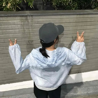Oversized Dot Zipper Drawstring Full-Zip Daily Windbreaker