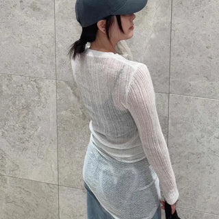 Regular Fit Plain Button Ribbed Long Sleeve