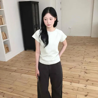 Loose-fit Button-up Wide Casual Long Pants