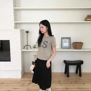 Loose Fit Flare A-Line Daily Midi Skirt