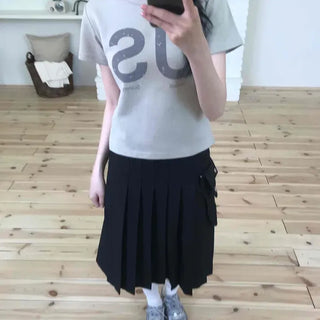 Loose Fit Flare A-Line Daily Midi Skirt