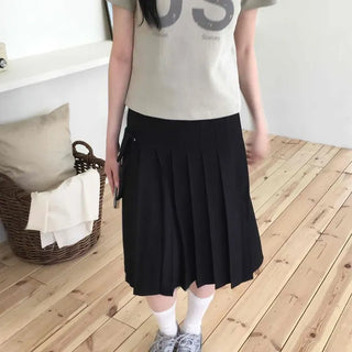 Loose Fit Flare A-Line Daily Midi Skirt