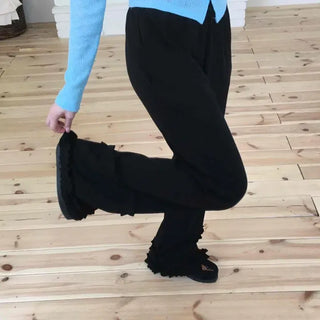 Wide Frill Casual Daily Long Pants