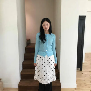 Frill Dot A-Line Daily Midi Skirt