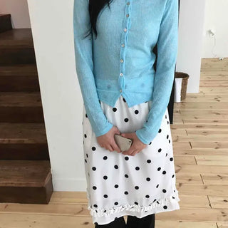 Frill Dot A-Line Daily Midi Skirt