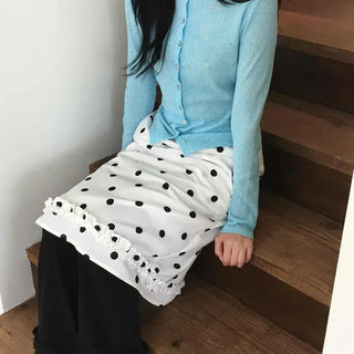 Frill Dot A-Line Daily Midi Skirt