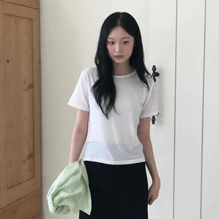 Loose Fit Boxy Fit Plain Daily Short Sleeve T-shirt