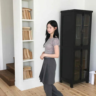 Loose-fit Pintuck Layered Wide Daily Long Pants