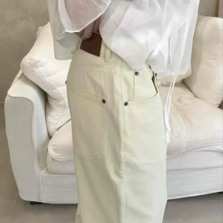 Loose-fit Button-up Wide Straight Daily Long Pants