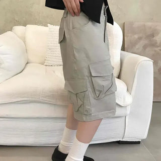 Loose Fit Cargo Pocket Flap Pocket Cargo Daily Shorts