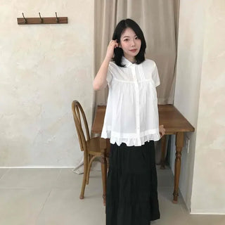 Shirred Tiered A-Line Daily Long Skirt