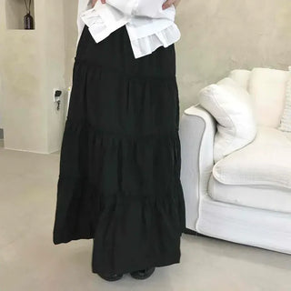 Shirred Tiered A-Line Daily Long Skirt