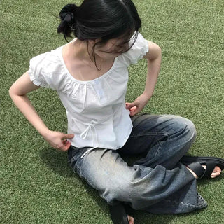 Loose-fit Washed Wide Casual Long Pants