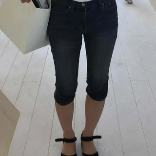 Slim Fit Washed Button Skinny Shorts