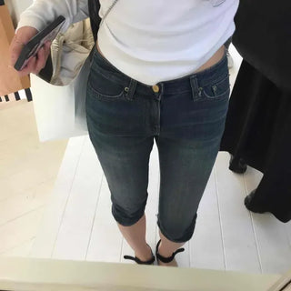 Slim Fit Washed Button Skinny Shorts