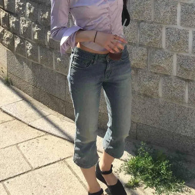 Regular Fit Washed Button Bootcut Daily Shorts