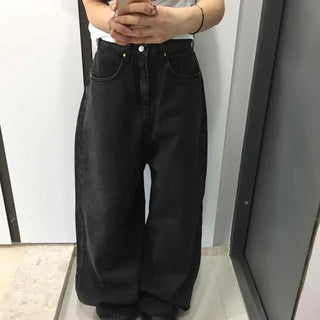 Loose-fit Washed Wide Barrel Daily Long Pants