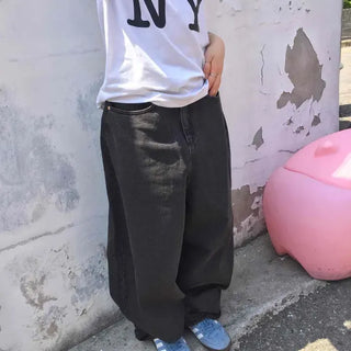 Loose-fit Washed Wide Barrel Daily Long Pants