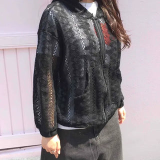 Loose Fit Full-Zip Long Sleeve Zip-Up Jacket with Zipper and Drawstring