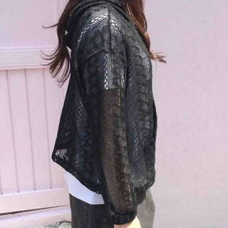 Loose Fit Full-Zip Long Sleeve Zip-Up Jacket with Zipper and Drawstring