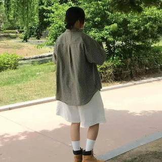 Regular Fit Check Button-Down Long Sleeve Shirt