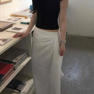 Drape Wrap A-Line Daily Long Skirt